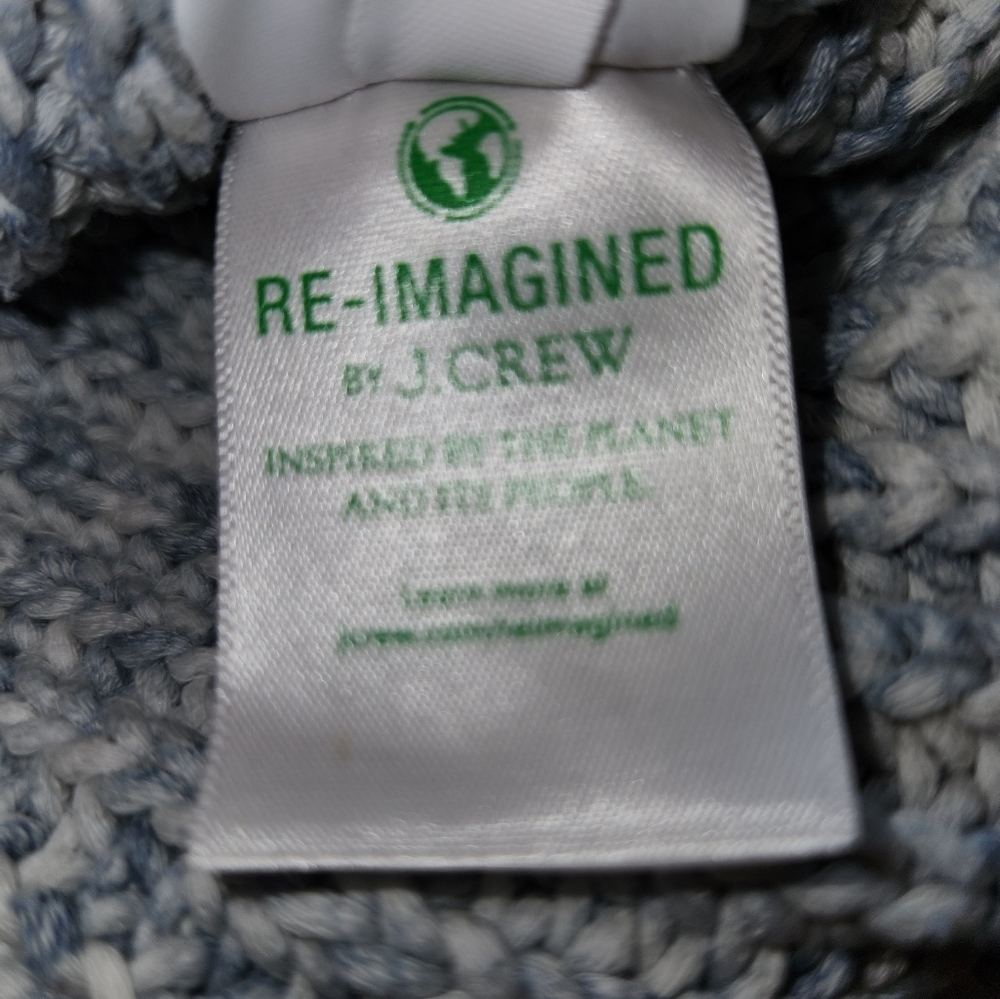 J. Crew Light Blue & White Marled Women's Sweater Size L Warm Lagenlook Comfort - Picture 13 of 14